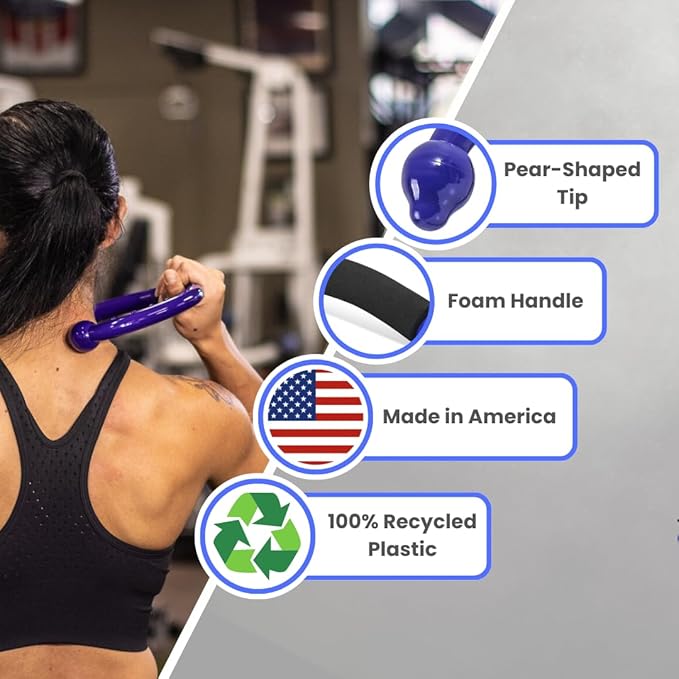 QFlex Back Massager Hook - Trigger Point Self Massage Tool for Neck, Shoulder & Muscle Knot Relief - Deep Tissue Massager Stick - As Seen on Shark Tank - Made in USA