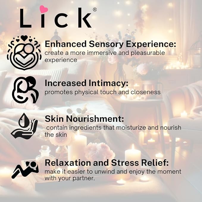 Lick Peach Mango Flavored Massage Oil – Juicy Tropical Blend Edible Massage Oil with Vitamin E, Lightweight Smooth Glide for Couples Massage & Sensory Play, 4 oz