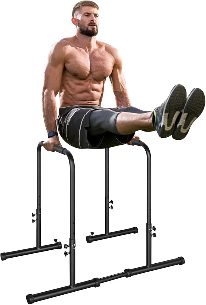 Dip Stand Station, Adjustable Height Dip Station for Strength Training, Heavy Duty Steel Parallel Push Up Stand, Home Gym Fitness Workout Dip bar Station,Tricep Dips, Pull-Ups, Push-Ups