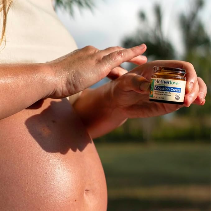 Motherlove C-Section Cream (2 oz) Organic Herbal Balm for Cesarean Scar Massage (Pack of 2)