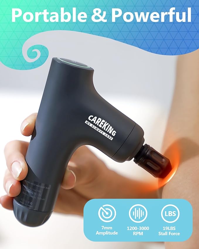 3-in-1 Detachable Massage Gun Deep Tissue, Ergonomic Extension Handle Back Massager for Pain Relief, Portable Percussion Muscle Massager for Shoulder, Thigh, Waist & Neck, FSA-HSA Eligible