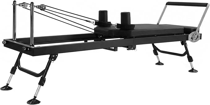 Generic 78 in Adjustable Fitness Equipment with Springs Resistance Quick-Assembly Pilate Reformer 300 LBS Capacity for Home and Studio Use
