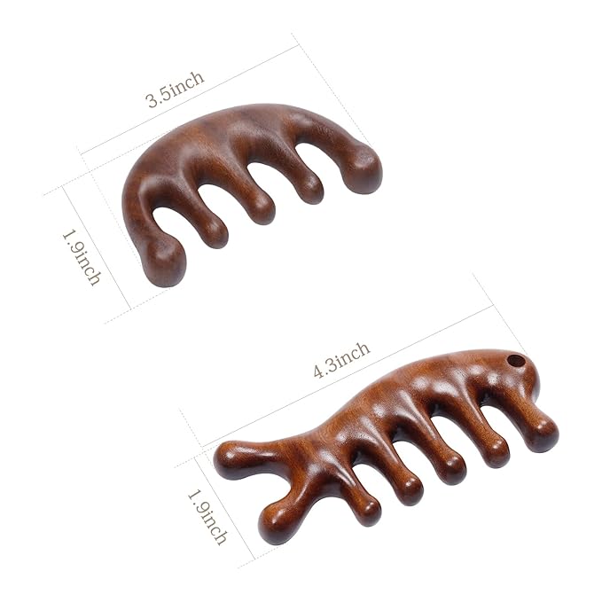 2 Pack Carelax Wooden Wide Tooth Comb, Head Massage Tool for Scalp Meridians
