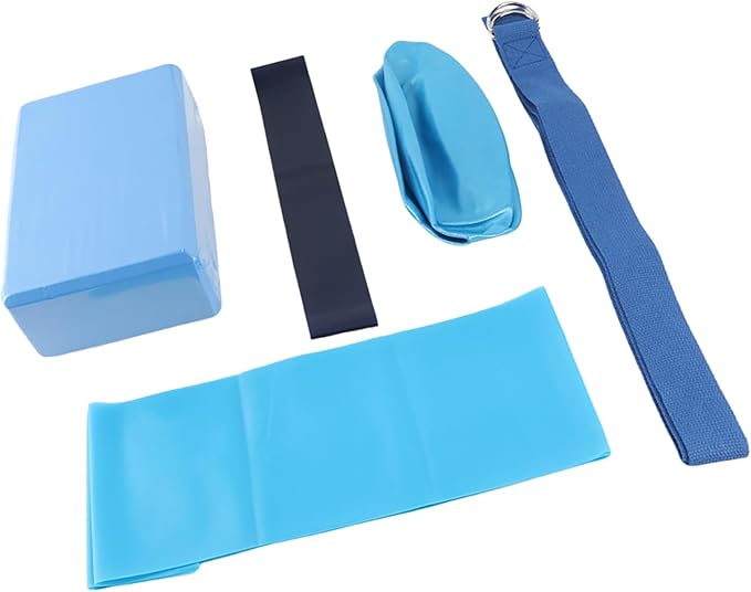 5pcs Set Yoga Fitness: Yoga Block Stretch Belt Latex Towel Resistance Loop Yoga Ball, Yoga Starter Kit for Home Workouts