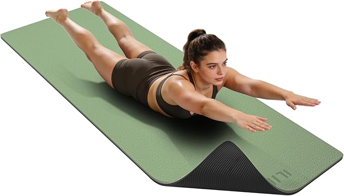 ILILI Yoga Mat Thick&Large Exercise Mats for Home Workout – Extra Wide Yoga Mat with Carrying Strap 76''x32.7''x0.35'' For Men & Women – Anti-Tear, Lightweight, Cushioned Support, Works Great on All Floors for Stretching, Pilates, Meditation and Floor ...