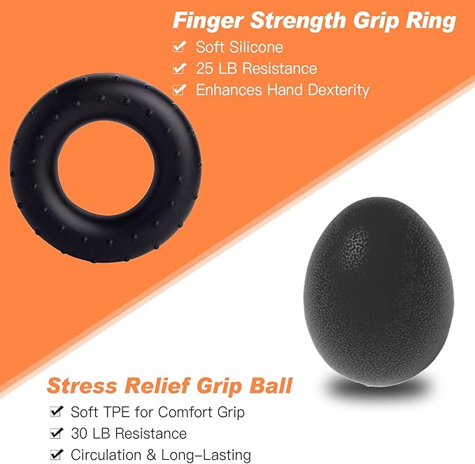 CYFIE Grip Strength Trainer Kit, Adjustable Hand Gripper Strengthener, Forearm Strengthener & Finger Exerciser Set with Finger Stretcher, Stress Ball & Grip Ring for Athletes, Rock Climbing & Rehab