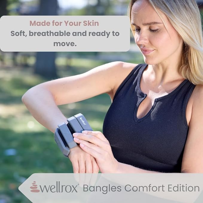 Wellrox Weighted Bangles – Adjustable Ankle and Wrist Weights for Women & Men – Set of Ankle Weights 2 lbs (1 lb Each Wrist Weight) | Weighted Arm Bands for Pilates, Yoga, Running & Walking