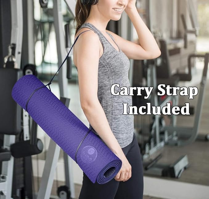 IUGA Yoga Mat Thick Non Slip Anti-tear Pilates Mat Eco Friendly Hot Yoga Mats for Workout & Exercise(72"x 24"x 6mm)
