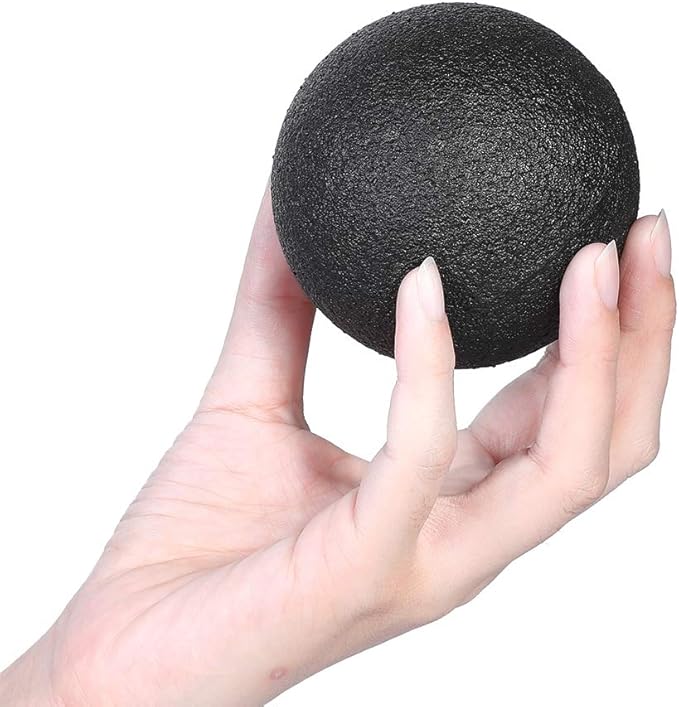 Yoga Massage Ball, Relax Muscles Soft Foam Roller Ball with High Density Foam Structure for Massaging Muscles for Adults for Exercises(Black, 8CM Single Ball)