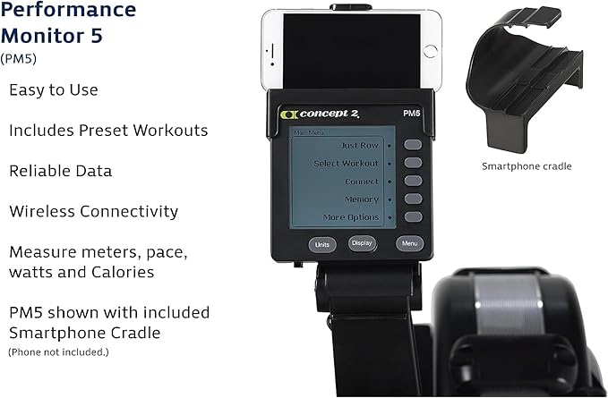 Concept2 RowErg Indoor Rowing Machine - PM5 Monitor, Device Holder, Adjustable Air Resistance, Easy Storage with FitXion Seat Cushion