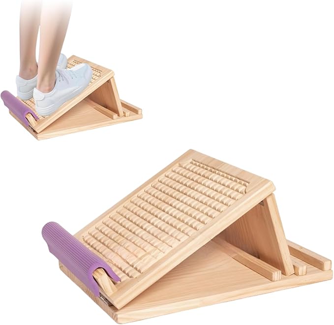 Portable Wooden Slant Board, for Calf Stretching and Squats, Professional Calf Stretcher, Adjustable Incline Board for Knees Ankle Heel Feet Leg