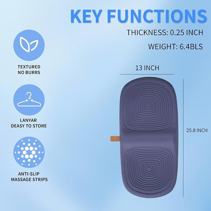 Ergonomic Wooden Balance Board, Anti-Fatigue Wobble Board, Anti-Slip Balance Board with PU Cushioned Top, Standing Desk Mats, Rocker Board, Office Accessories, Blue