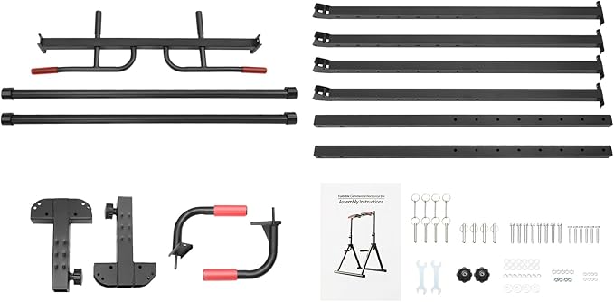 Foldable Power Tower Pull Up Bar Dip Station Triangular Height Adjustable Multi-Function Workout Pull Up Tower Station Gym Strength Training Fitness Equipment (Max. Load: 200kg/440.92lbs)