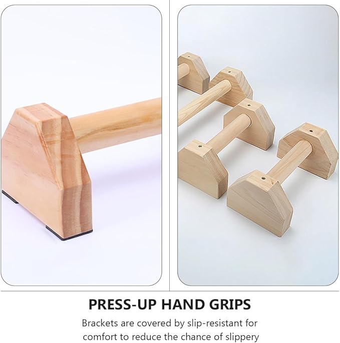 SUPVOX Pine Wood Push-up Brackets 30cm Pair, Indoor Push-up Stands for Home Fitness, Muscle Trainer Exercise Equipment with Non-slip Grip Bars for Strength Training