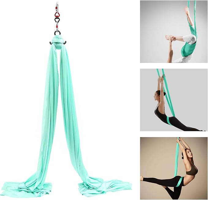 LOYALHEARTDY Aerial Silks Starter Kit, 11 Yards Equipment Set for Aerial Yoga, Durable Aerial Yoga Hammock Aerial Swing for Aerial Acrobatic, Aerial Dance & All Levels (L:10m W:2.6m)