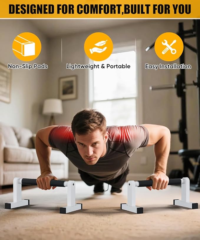 Push Up Bars | Heavey Duty Parallettes Dip Bar with Non-slip Grips for Calisthenics Planche L Sit Handstand Fitness Floor Workout, Pushup Station Handles Stand for Gym Strength Training