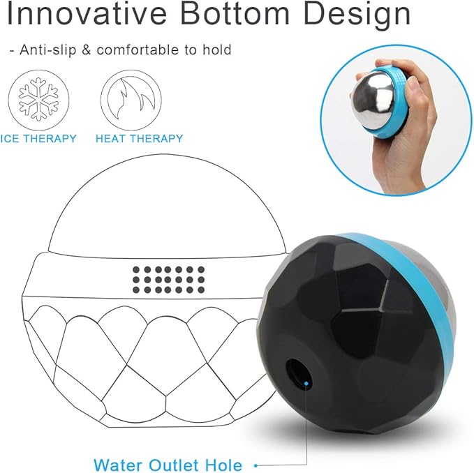 Coolrunner Cold Massage Roller Ball, Cryosphere Cold Massage Ball- Heat Therapy & Cold Therapy Relief with Cold Gel Core- Helps with Muscles Recovery and Inflammation for Shoulders, Neck (Black Blue)