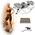 Rock Stepper Side to Side, Digital Display Mini Stepper with Resistance Bands, Steppers for Exercise at Home, Quiet Low Impact Workout Machine for Arm Legs Glutes, Portable Fitness Equipment
