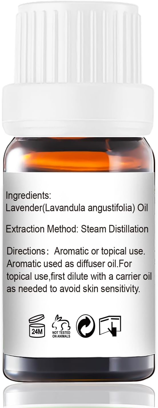 Lavender Essential Oil - Pure Organic Lavender Oil for Skin, Hair, Diffuser, Spray, Roll On, Body Massage - Floral Scent, 10mL