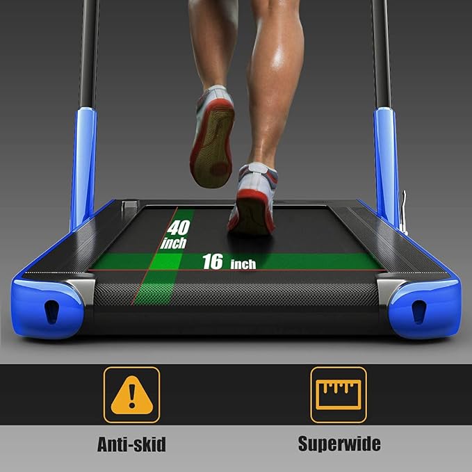 Goplus 2 in 1 Folding Treadmill, 2.25HP Under Desk Electric Superfit Treadmill, Installation-Free with APP Control, Remote Control, Bluetooth Speaker, LED Display, Walking for Home