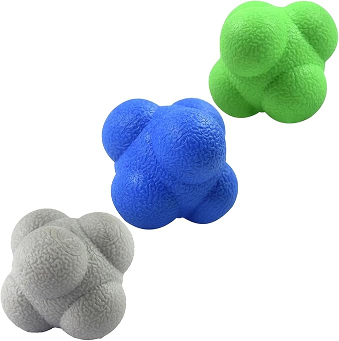 AIRLAXER Reaction Ball,Reflex Ball for Hand Eye Coordination Training,2.83 inch,Pack of 3-Blue,Grey,Green.