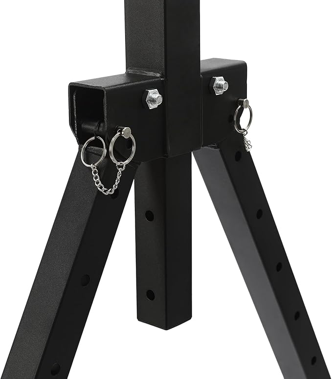 Power Tower Pull Up Bar Dip Station, Adjustable Height Triangular Horizontal Bar, 440LBS Free Standing Chin Up Bar Home Gym Equipment Fitness Workout Station