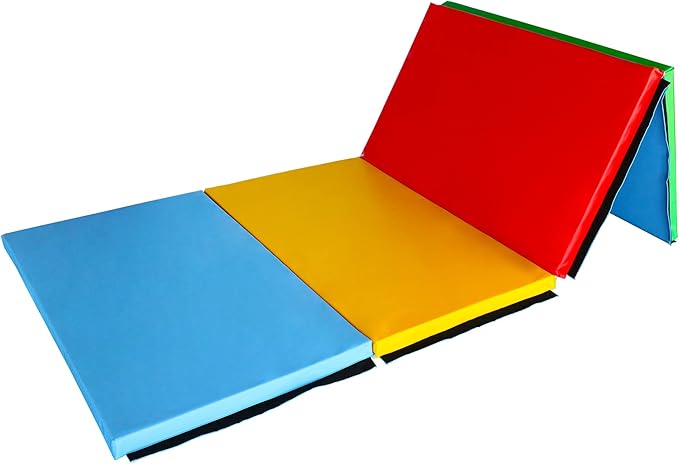 BalanceFrom 10x4 Feet 4-Panel Folding Gymnastics Mat – 2-Inch Thick Pad with Vinyl Surface and Carrying Handles for Tumbling, Yoga, Pilates, Home Workouts, and Martial Arts