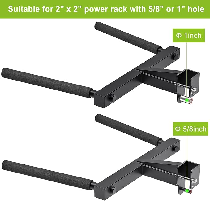 Kipika Y-Shaped Dip Bar for Power Cage with 5/8" or 1" Hole - Dip Bar Attachments for Home Gym - Heavy Duty Power Rack Attachments - Squat Rack Accessories for Strength Training
