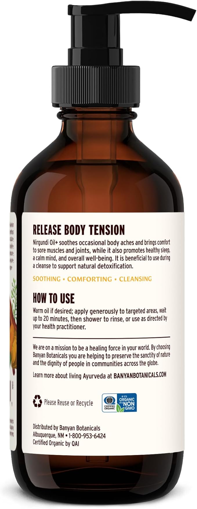Banyan Botanicals Nirgundi Oil+ – Organic Ayurvedic Herbal Oil – Cleansing and Relaxing – Muscle and Joint Massage Oil – 8 oz – Non-GMO Sustainably Sourced Ayurvedic Physician-Formulated