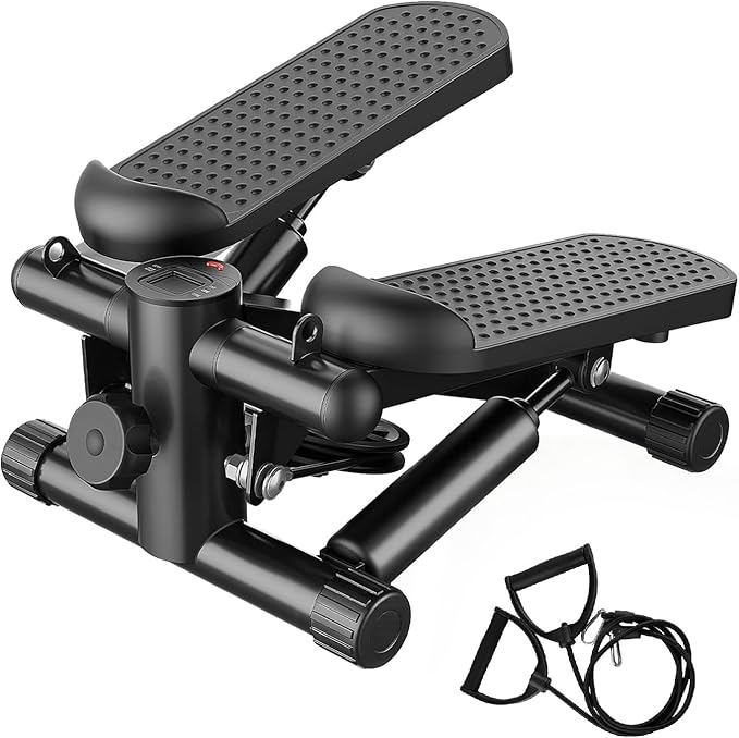 Stair Stepper with Resistance Bands for Home Exercise, Mini Stepper Machine for Indoor Fitness, Portable Home Gym Stepper for Full Body Workout, 300LBS Capacity