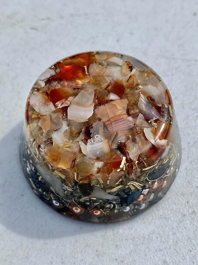 Carnelian Orgone Generator Energy Accumulator 528Hz/7.83Hz/Advance Harmonics Many Beautiful Ingredients and Colors! smtbscOG(Carnelian)