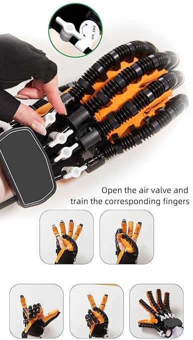 Rehabilitation Robot Glove for Stroke, Robotic Hand Stroke Recovery Equipment, Fingers Strength Training Device for Hemiplegia, Strength Adjustable (Left Hand-XL)