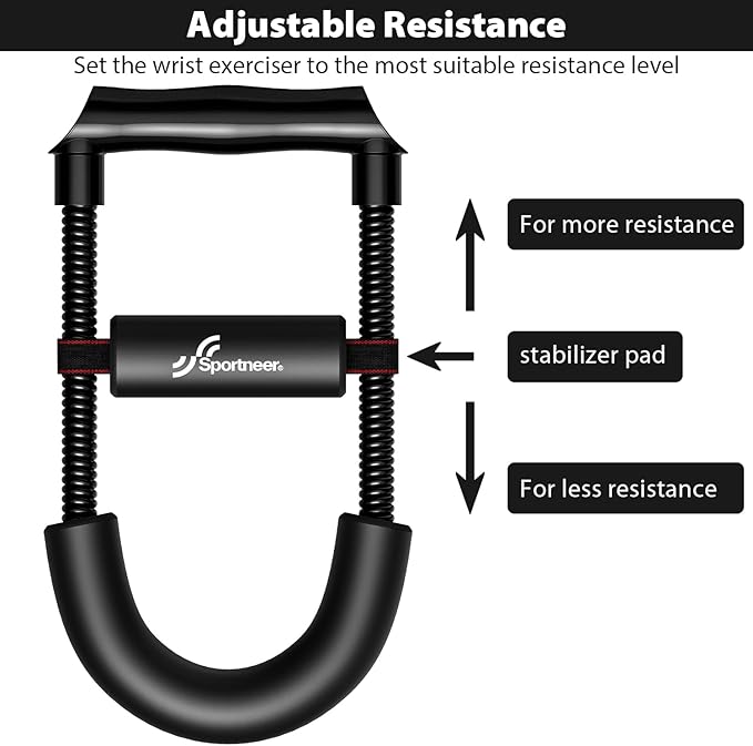 Sportneer Forearm Strengthener Forearm Wrist Strengthener Exerciser with Adjustable Tension for Improving Strength - Hand Developer Arm Grip Workout Strength Trainer Home Gym Workout Equipment for Starter and Pro