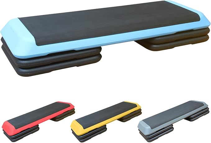 43'' Aerobic Stepper, 4-6-8in Height-Adjustable Exercise Workout Step Platform with 4 Detachable Risers for Home Gym Workout & Training