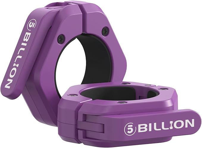 Olympic Barbell Clamps 2 inch Barbell Clips (Pair) Barbell Collars for Secure Weightlifting Quick Release Weight Clips for Bars with Anti-Slip TPR Lining at Home or Gym Clips (Purple)