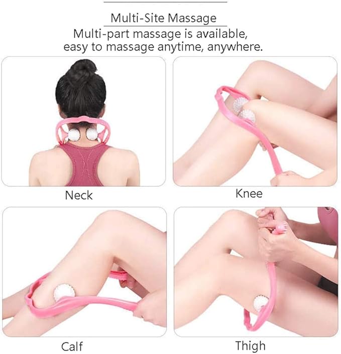 Neck Manual Massager, Portable Handheld Manual Neck Shoulder Massage Tool, Shiatsu Deep Tissue Pressure Trigger Point Neck Pain Relief Massage Roller Muscle Relaxation Massager for Home Office (Blue)