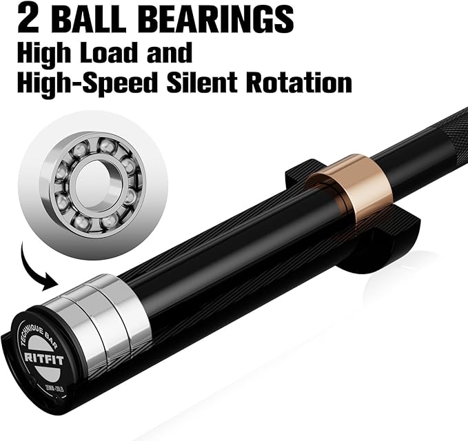 RITFIT Olympic Barbell 4ft/6ft - 2 Inch Weight Bar for Strength Training, Weightlifting, Squat, Deadlift, Bench Press, Curl, Overhead Press - 350lbs/500lbs Capacity