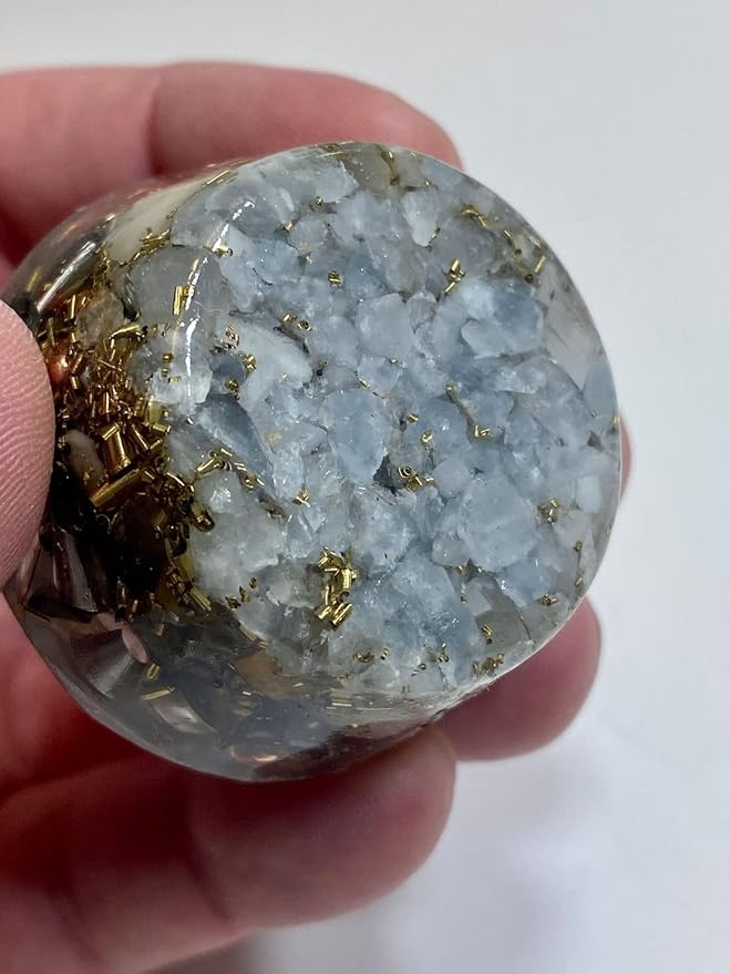 Calcite Blue Orgone Generator Energy Accumulator 528Hz/7.83Hz/Advance Harmonics Many Beautiful Ingredients and Colors!(Calcite Blue)