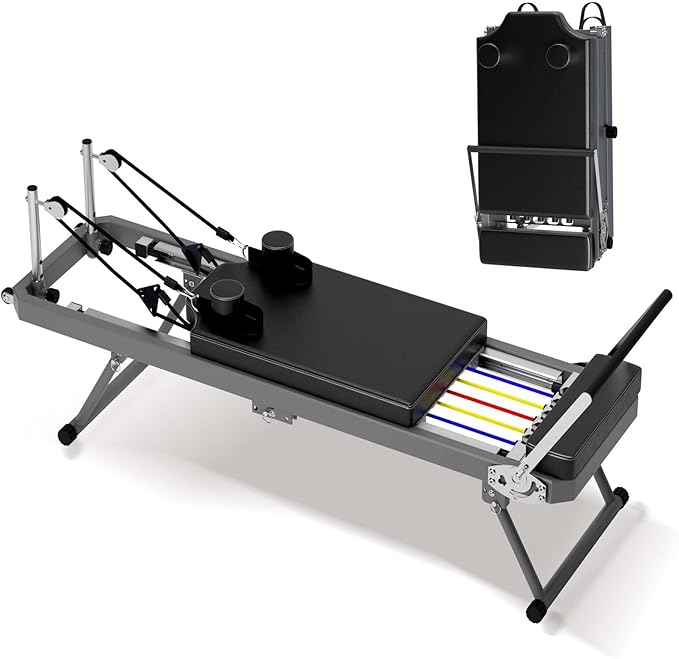 Foldable Pilates Reformer, Pilates Machine & Equipment for Home Use and Gym Workout, Suitable for Beginners and Intermediate Users