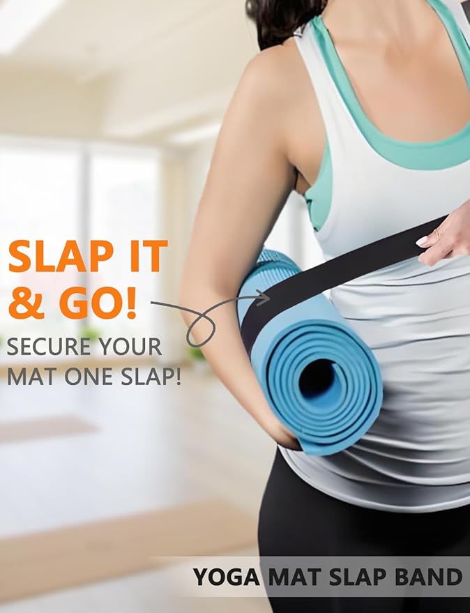 2 Pcs Yoga Mat Strap, Yoga Mat Scrunchie Slap Band for Carrying & Storage - Secure for Travel, Fits Most Standard Mats