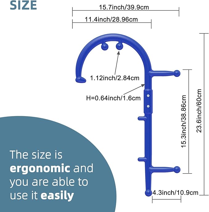 KEINE MARKE Massage Trigger Point Cane Body Deep Tissue Handheld Back, Neck, Shoulder, Leg and Feet Massager Rod, Muscle Release Tool Self Massage Hook Cane for Women & Men (Upgraded Blue)