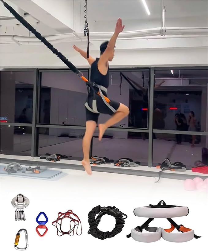 Ceiling Mount Yoga Bungee Resistance Belt Set, 360° Rotational Suspension Trainer For Aerial Fitness Enthusiasts