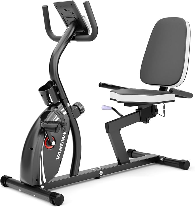 VANSWE Recumbent Exercise Bike, Recumbent Stationary Bikes for Home 400 LBS Weight Capacity, Exercise Bike for Home Seniors with Smart App and Bluetooth Connectivity, LED Display, Pulse Handle