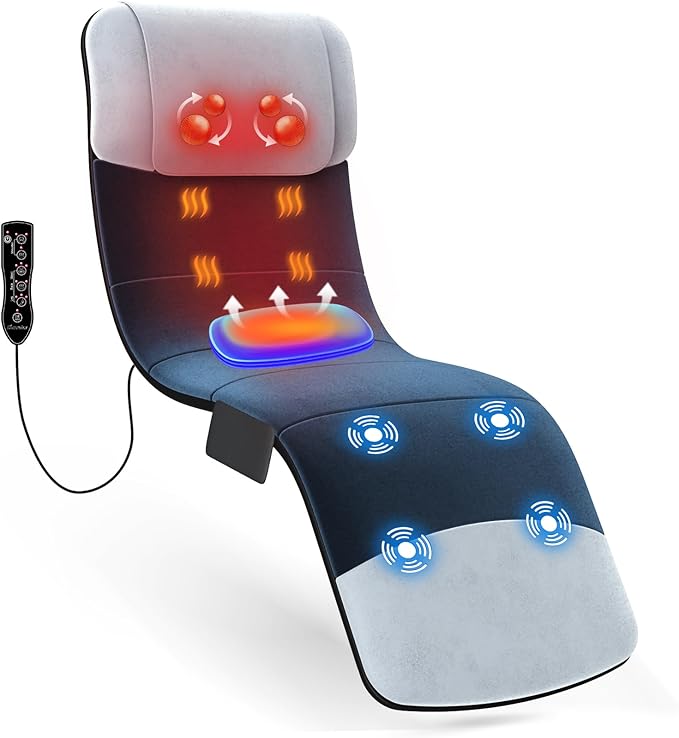 Full Body Massage Mat, Back Massager for Pain Relief Deep Tissue, 3D Shiatsu Neck and Back Massager with Heat, 3D Lumbar Traction & Relaxation, 4 Vibrating Motors, Massage Pad for Bed, Fit 5'1-6'2