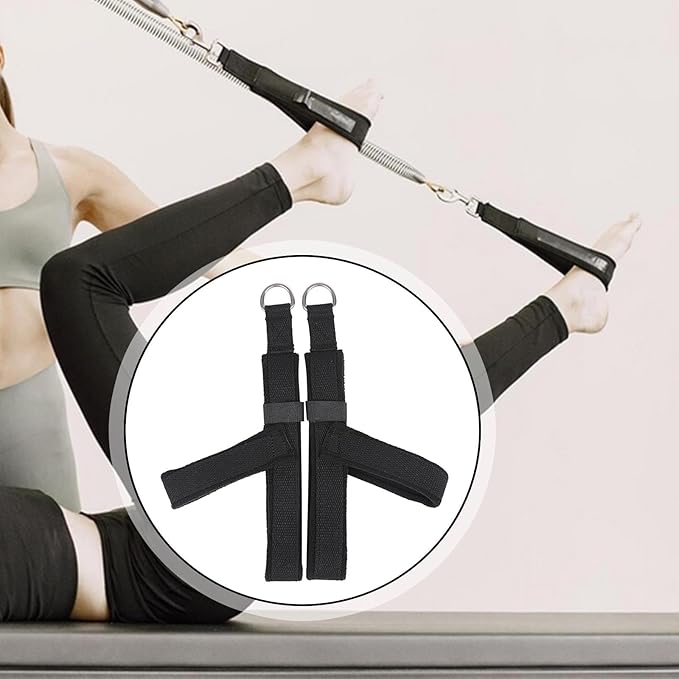 2X Pilates Straps Yoga Straps Strength Training Flexible Core Equipment Reformer Strap Fitness Belts for Studio Adults Gym