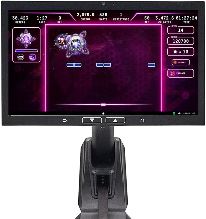 Aviron Strong Series Rower: 22" HD Touchscreen, Dual Air & Magnetic Resistance up to 100 lbs. Game-Based Workouts, Streaming, Compact Design, Black