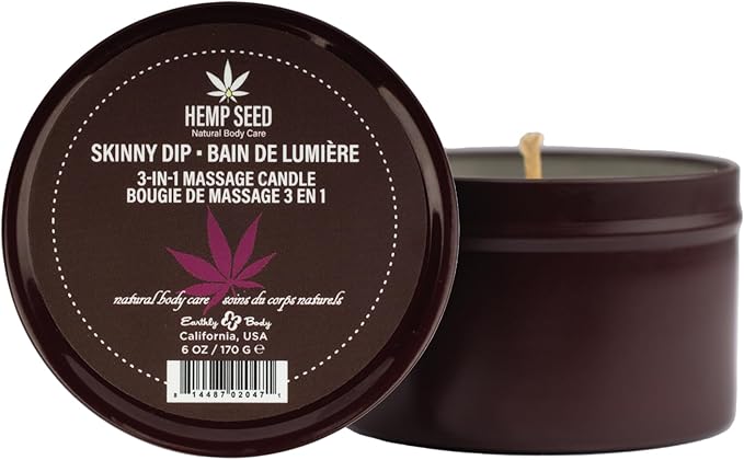 Hemp Seed Oil Massage Candle Skinny Dip Scent by Earthly Body