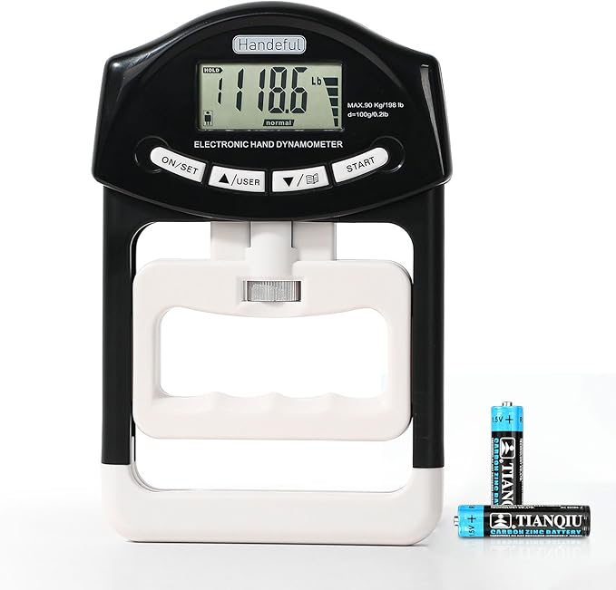 Handeful Grip Strength Tester Trainer - Dynamometer Handgrip Measurer Meter, Handheld Strengthener Exerciser for Sports, School, and Home Use