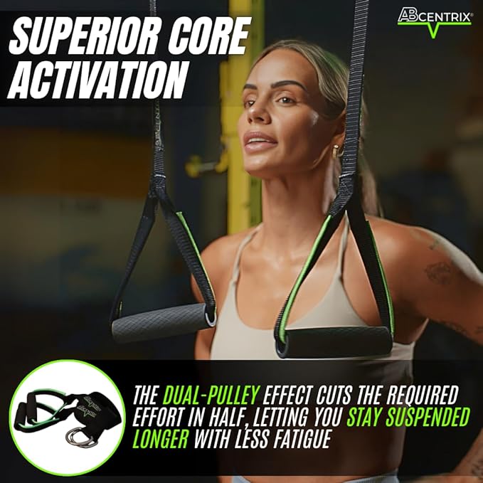 AbSling 2.0 – Premium Hanging Suspension Trainer for Core & Upper Body Strength Training | Heavy-Duty Gym-Grade Ab Slings for Hanging Leg Raises, Abdominal Workouts & Six-Pack Sculpting | Cutting-Edge Two-Pulley Training System Makes Strengthening Easi...
