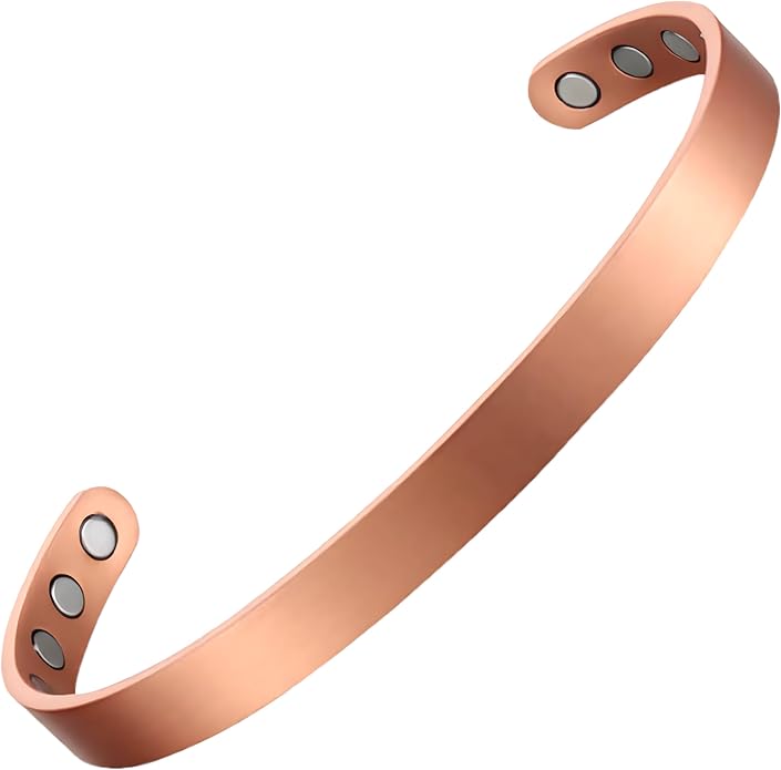 Earth Therapy Minimalist Design Magnetic Field Cuff Bracelets for Men & Women - Ultra Strength - Adjustable